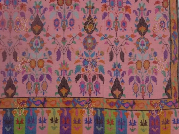 Splendor of Kashmir Pink IKAT pashmina Shawl